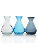 Grehom Recycled Glass Bud Vase - Classic (Azure); 10 cm Vase; Set of 3 Multi-coloured Vases