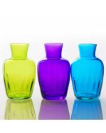 Grehom Recycled Glass Bud Vase (Set of 3) - Pleats (Aurora); 11 cm Vase; Set of 3 Multi-coloured Vases