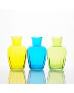 Grehom Recycled Glass Bud Vase (Set of 3) - Pleats (Verdant); 11 cm Vase; Set of 3 Multi-coloured Vases