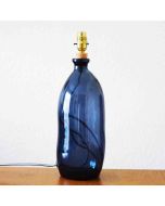 Grehom Table Lamp Base- Curvy (Dark Blue); 43cm Recycled Glass Lamp Base