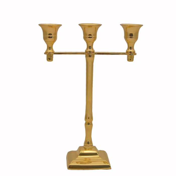 Grehom 5 Arm Candelabra - Golden; 30 cm Brass Candle Holder