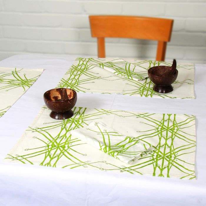 Grehom Placemats (Set of 2) - Green Grass; Cotton Tablemats
