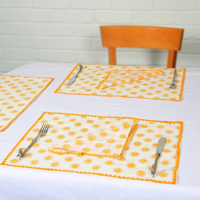 Grehom Placemats (Set of 2) - Sun; Cotton Tablemats