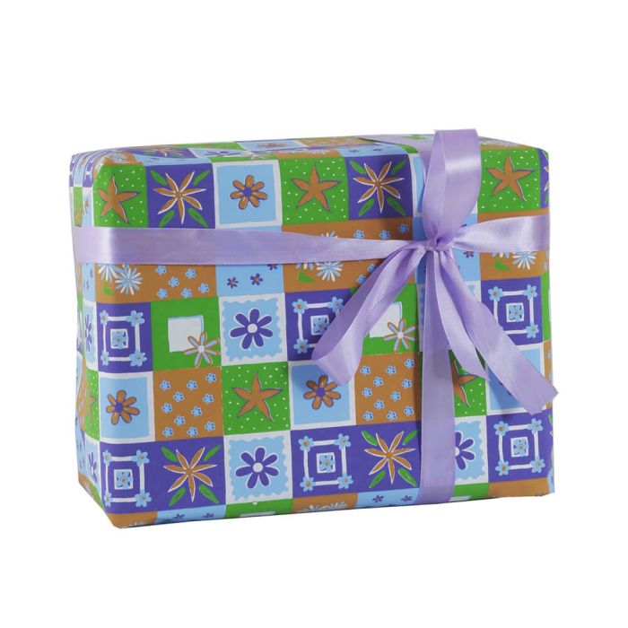 Grehom Gift Wrapping Paper (Set of 2) - Purple & Green Squares