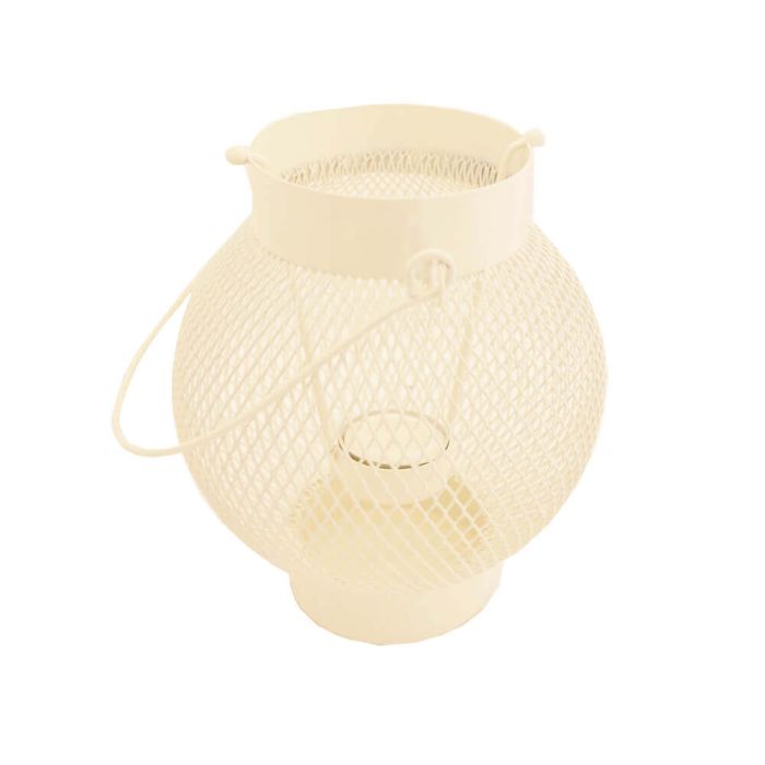 Grehom Tea Light Holder - Open Cage (Ivory White); Lantern made of metal