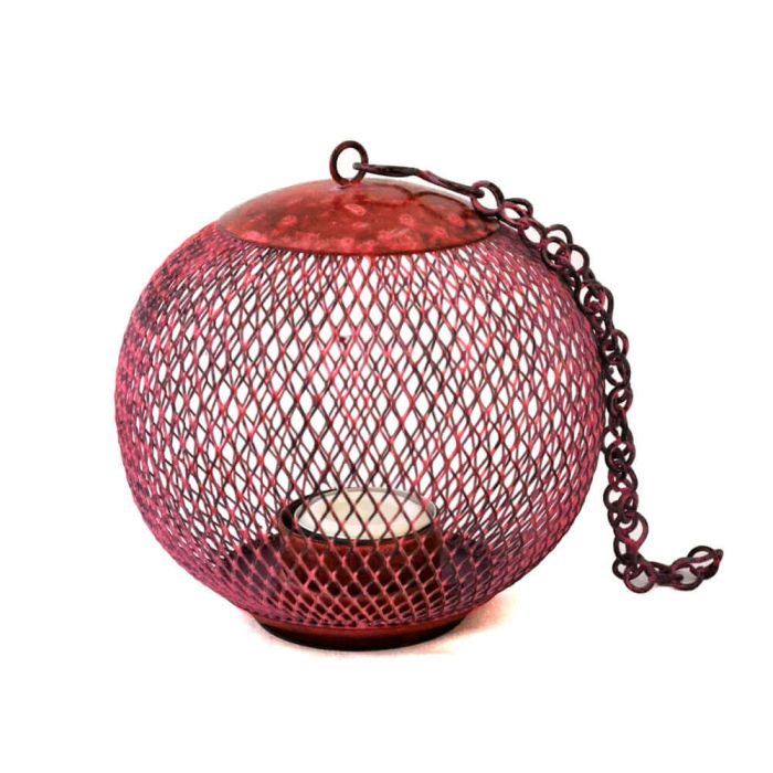 Grehom Tea Light Holder - Cage (Patina Red); Indoor Metal Lantern