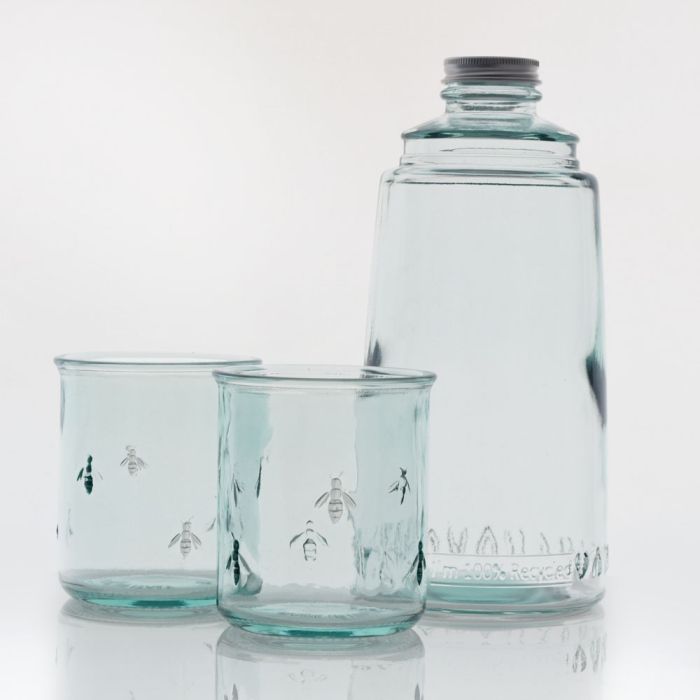 Grehom Recycled Glass Carafe & Glasses Set- Bee