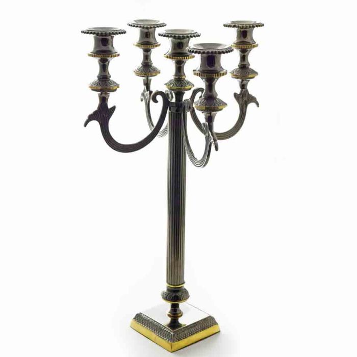 Grehom 5 Arm Candelabra - Black Nickel Fountain; 40cm brass candle holder