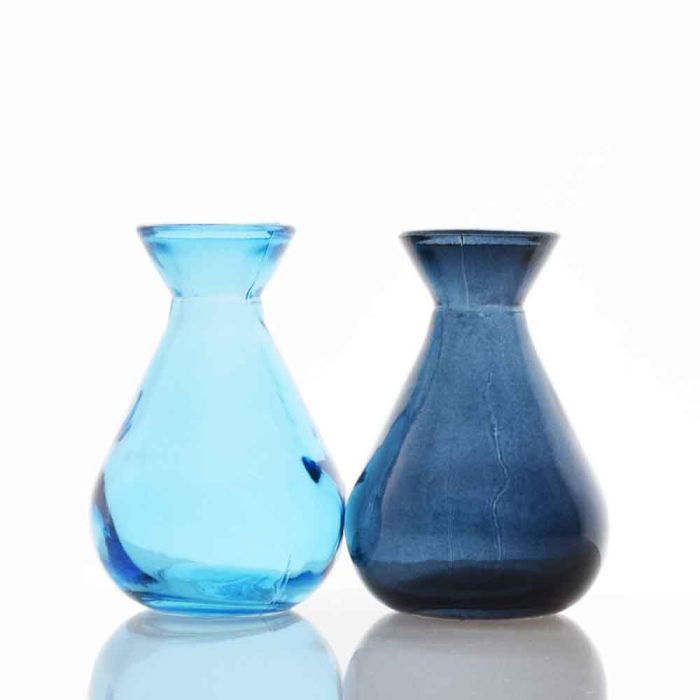 Grehom Recycled Glass Bud Vase - Classic (Calm); 10 cm Vase; Set of 2 Coloured Vases