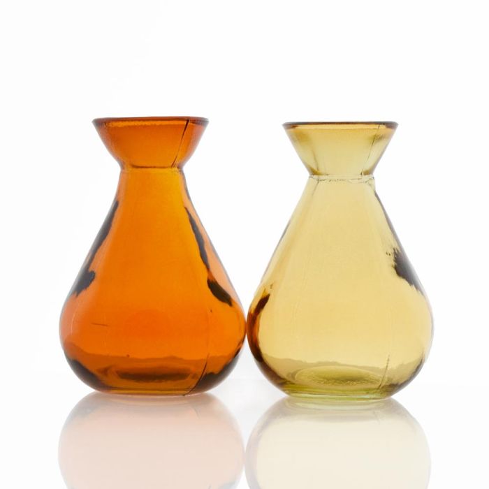 Grehom Recycled Glass Bud Vase - Classic (Dusk); 10 cm Vase; Set of 2 Coloured Vases