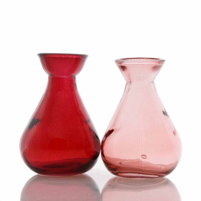 Grehom Recycled Glass Bud Vase - Classic (Adore); 10 cm Vase; Set of 2 Coloured Vases