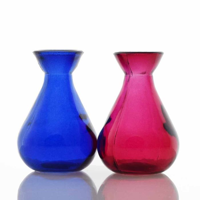 Grehom Recycled Glass Bud Vase - Classic (Gem); 10 cm Vase; Set of 2 Coloured Vases
