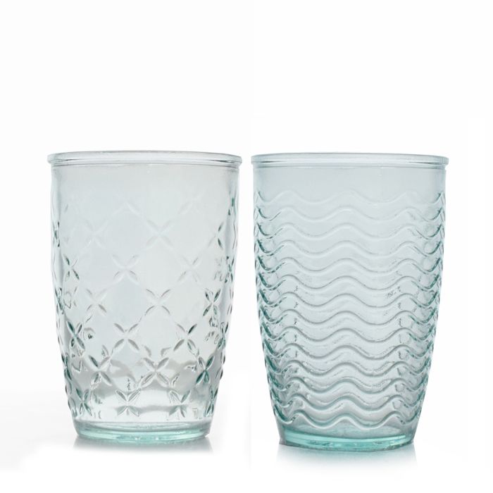 Grehom Recycled Glass Tumbler (Set of 2)- Net and Waves (360ml)