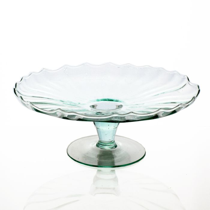 Grehom Recycled Glass Cake Stand - Seashell; 23 cm Footed Plate