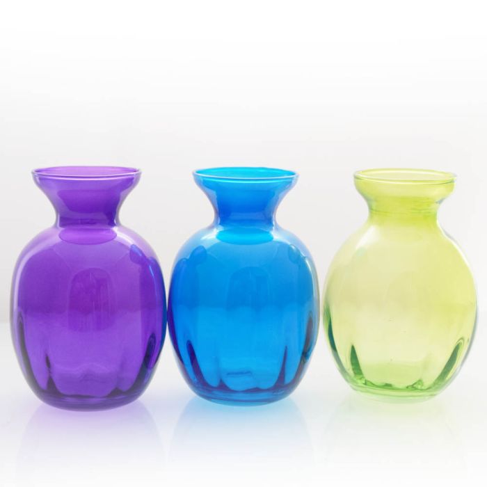 Grehom Recycled Glass Bud Vase (Set of 3) - Olpe; 11cm Vase (Aurora)