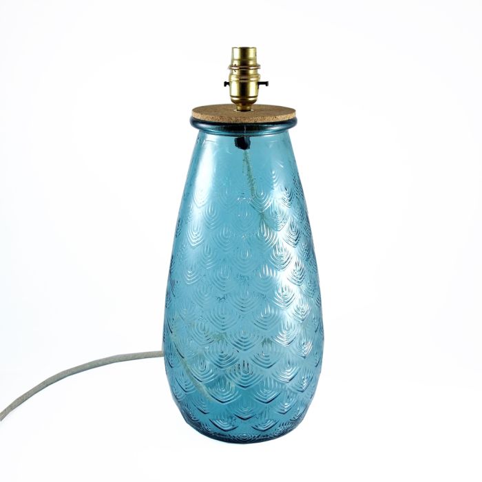 Grehom Table Lamp Base- Palm (Topaz Blue); 40 cm Recycled Glass Table Lamp Base
