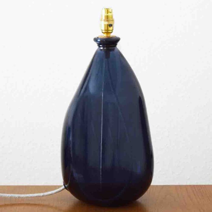 Grehom Table Lamp Base- Ceylon (Dark Blue); 42cm Recycled Glass Lamp Base