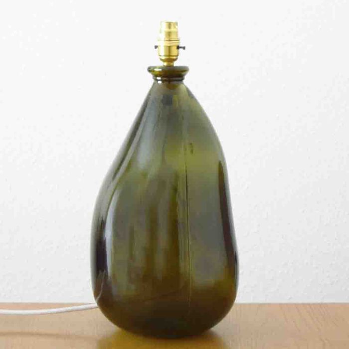 Grehom Table Lamp Base-Ceylon (Olive Green); 42cm Recycled Glass Lamp Base