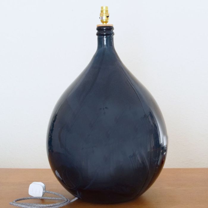 Grehom Lamp Base- Tear Drop (Dark Blue); 62 cm Recycled Glass Lamp Base