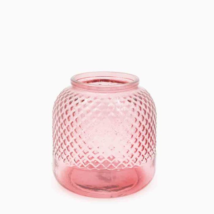 Grehom Recycled Glass Vase - Diamond (Blush); 18cm Flower Vase