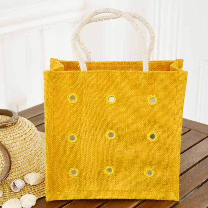 Grehom Hessian Gift Bag (Set of 2) - Mirrors Yellow