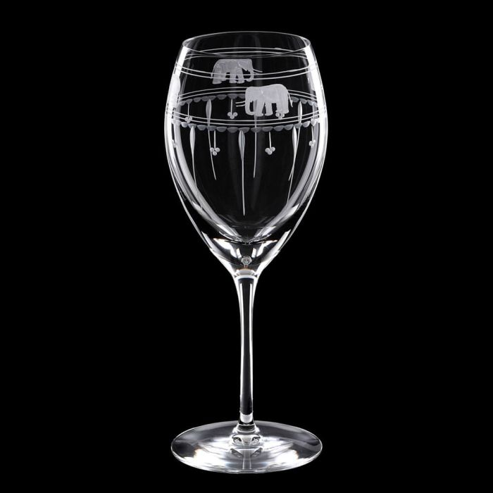 Grehom Crystal Wineglass - Elephants & Olives (350ml)