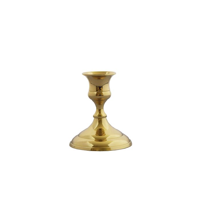 Grehom Brass Candlestick - Nice & Simple (Golden); 8 cm Candle Holder
