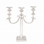 Grehom 3 Arm Candelabra - Silver Fountain; 30 cm Candle Holder