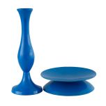 Grehom Metal Set of Bud Vase and Reversible Candle Holder- Blue
