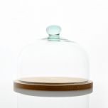 Grehom Recycled Glass Clear Dome & Wooden Base