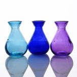 Grehom Recycled Glass Bud Vase - Classic (Bellflower); 10 cm Vase; Set of 3 Multi-coloured Vases