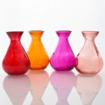 Grehom Recycled Glass Bud Vase - Classic (Ruby); 10 cm Vase; Set of 4 Multi-coloured Vases