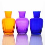 Grehom Recycled Glass Bud Vase (Set of 3) - Pleats (Carnelian); 11 cm Vase; Set of 3 Multi-coloured Vases