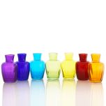 Grehom Recycled Glass Bud Vase - Pleats (Vibgyor); 10 cm Vase; Set of 7 Multi-coloured Vases