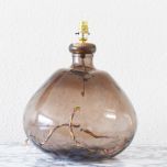 Grehom Table Lamp Base- Bubble (Smoke); 39 cm Recycled Glass Lamp Base