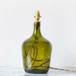 Grehom Table Lamp Base- Demijohn (Olive Green); 36 cm Recycled Glass Table Lamp Base