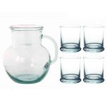 Grehom Recycled Glass Jug & Tumblers Set - Alfresco; Hand made Recycled Glassware