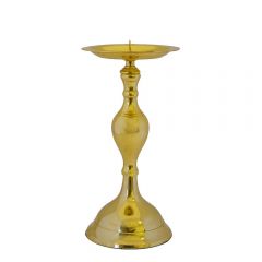 Grehom Pillar & Votive Candle Holder - Golden; 19 cm Brass Candle Stand