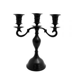 Grehom 3 Arm Candelabra - Pall Mall (Black); 23 cm Candle Holder