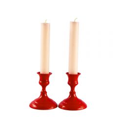 Grehom Candlesticks & Candles (Set of 2) - Nice & Simple (Red)