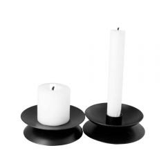 Grehom Reversible Candle Holder- Black; Candlestick & Votive Holder
