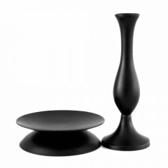 Grehom Metal Set of Bud Vase and Reversible Candle Holder- Black