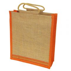 Grehom Hessian Bag Large - Orange Zari