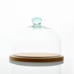 Grehom Recycled Glass Clear Dome & Wooden Base
