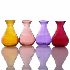 Grehom Recycled Glass Bud Vase - Classic (Red-Violet); 10 cm Vase; Set of 4 Multi-coloured Vases