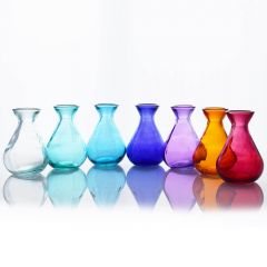 Grehom Recycled Glass Bud Vase - Classic (Spectrum); 10 cm Vase; Set of 7 Multi-coloured Vases
