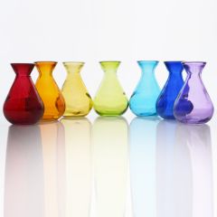 Grehom Recycled Glass Bud Vase - Classic (Vibgyor); 10 cm Vase; Set of 7 Multi-coloured Vases