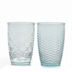 Grehom Recycled Glass Tumbler (Set of 2)- Net and Waves (360ml)