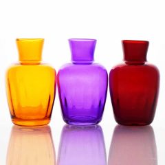 Grehom Recycled Glass Bud Vase (Set of 3) - Pleats (Agate); 11 cm Vase; Set of 3 Multi-coloured Vases