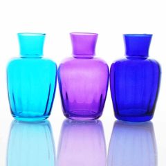 Grehom Recycled Glass Bud Vase (Set of 3) - Pleats (Opal); 11 cm Vase; Set of 3 Multi-coloured Vases